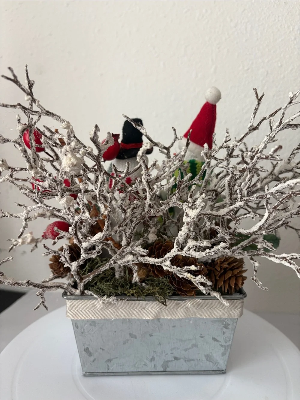 Festive Red & White Snowman Holiday Centerpiece